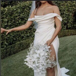 House of CB ‘Delphine’ Ivory Draped Corset Bridal Gown NWOT